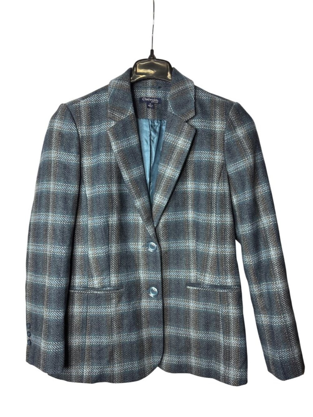 Chadwicks of Boston Womens Blazer Jacket Size 8 Wool Blend Lined Plaid Academia